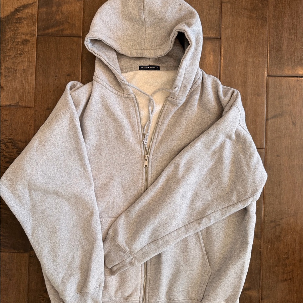 Brandy Melville Light Gray Zip-Up Jacket